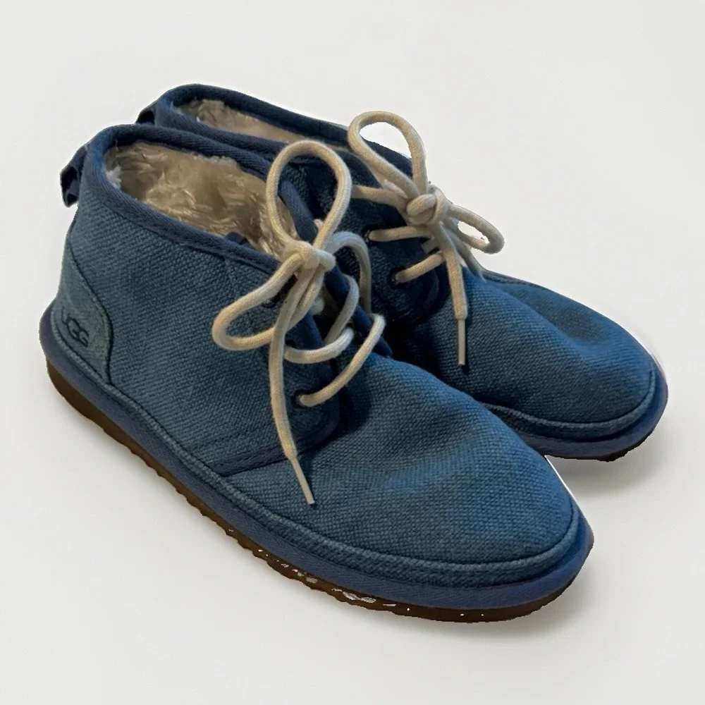 UGG Neumel Natural Blue Canvas Boots Men's 7